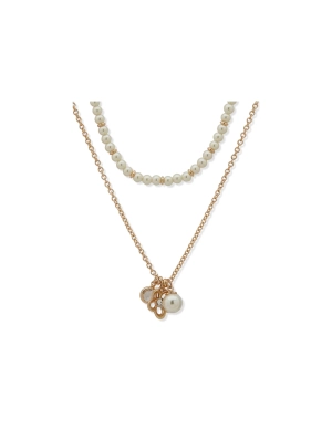 2-in-1 Pearl & Floral Charm Necklace