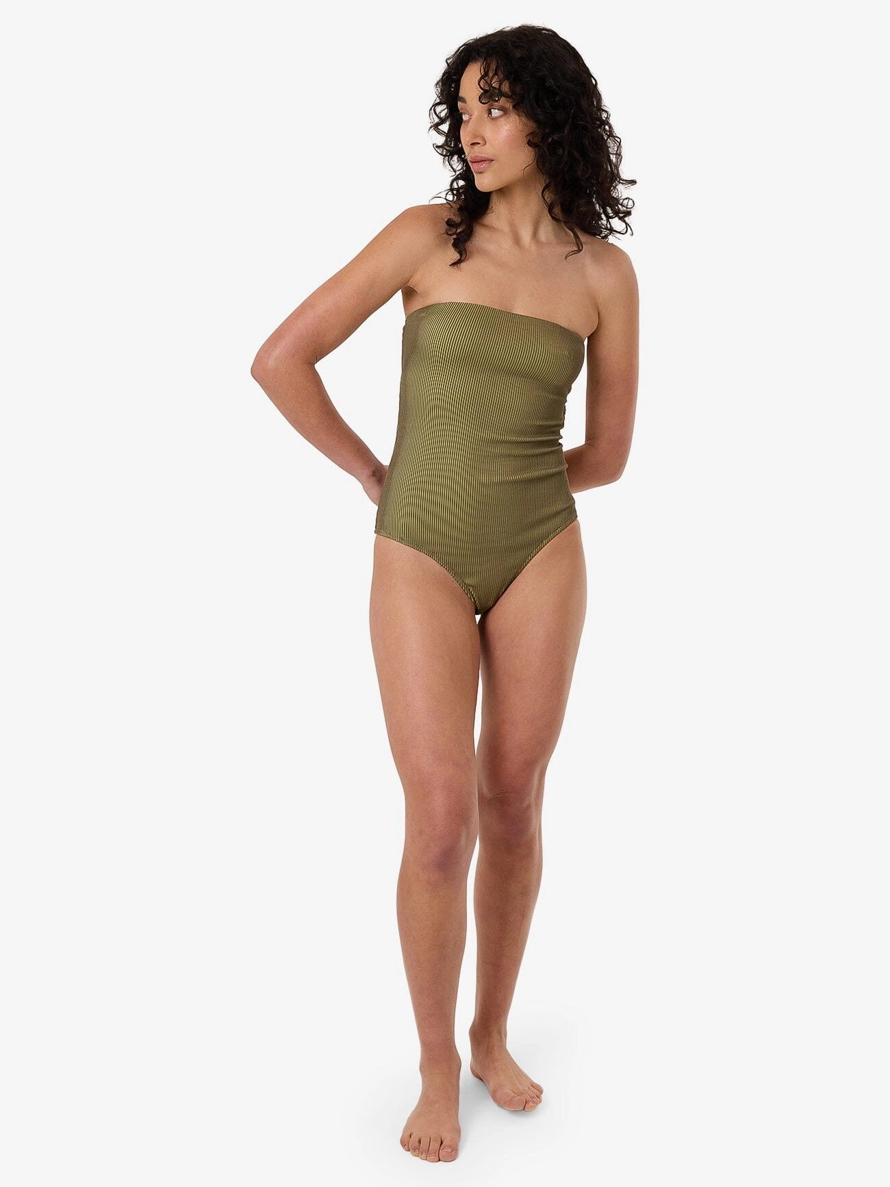 Alba Rib Strapless One Piece - Pickle Green