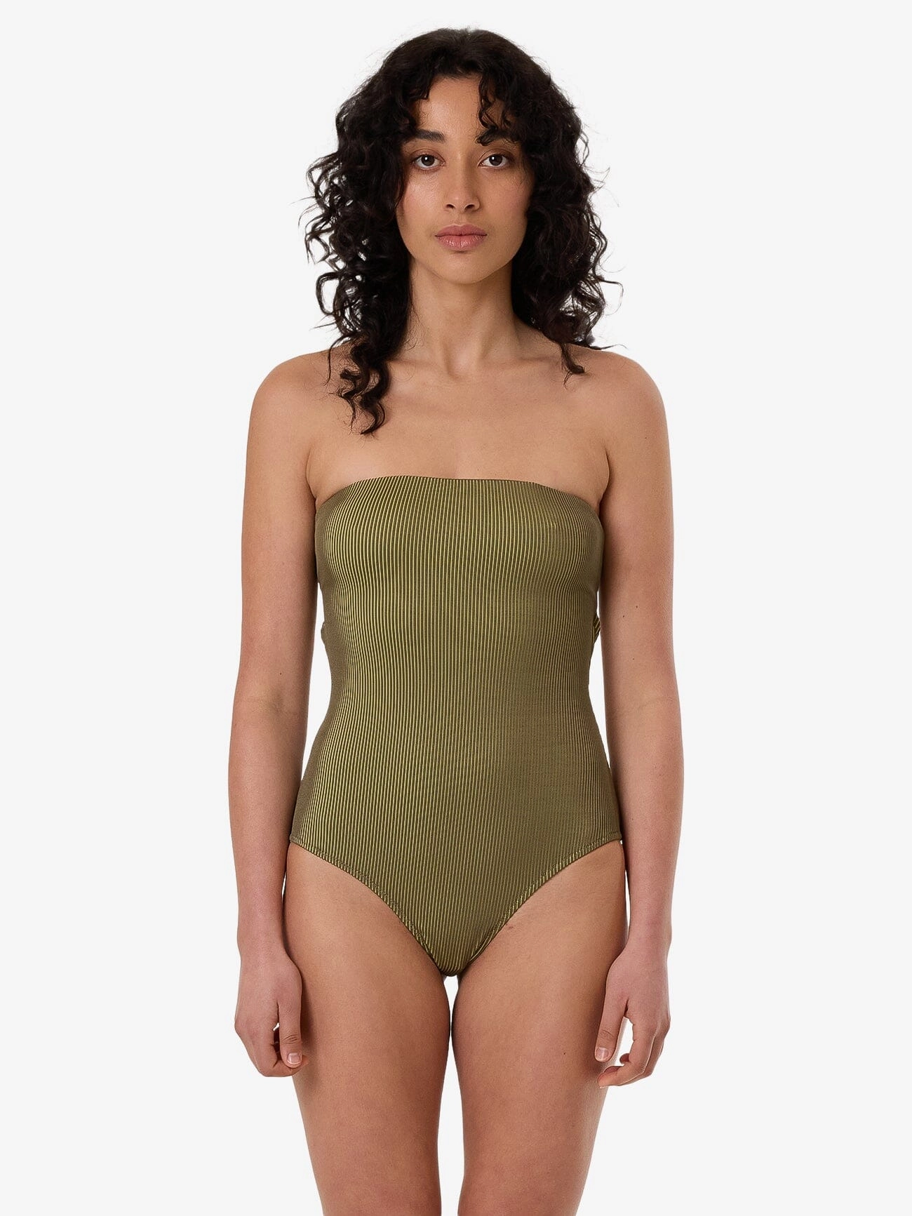Alba Rib Strapless One Piece - Pickle Green