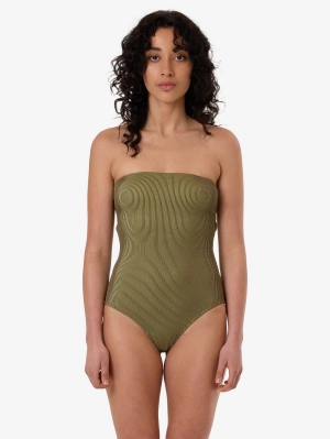 Alba Rib Strapless One Piece - Pickle Green
