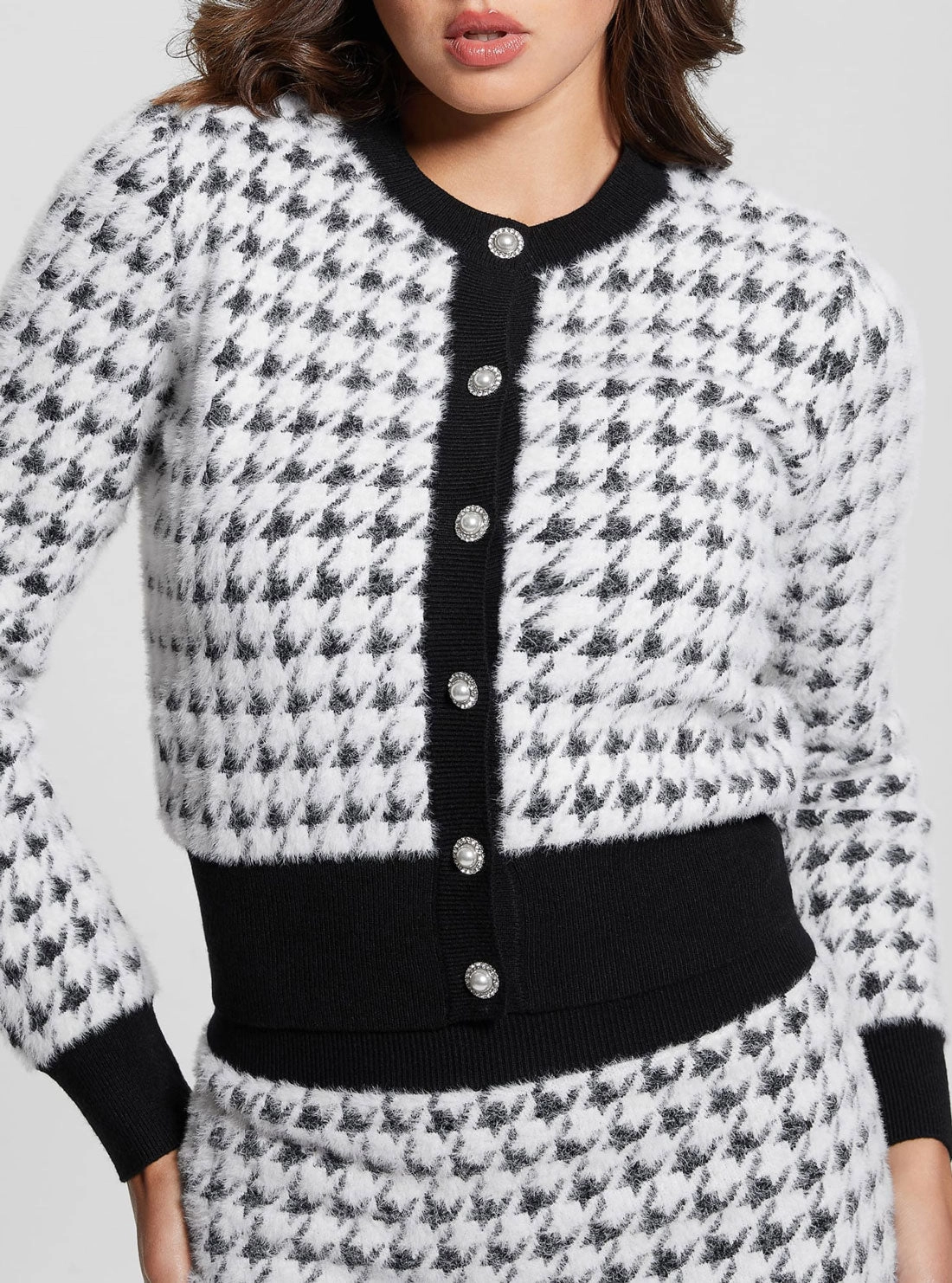Black White Violet Knit Cardigan