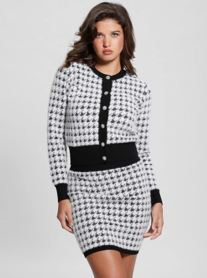 Black White Violet Knit Cardigan