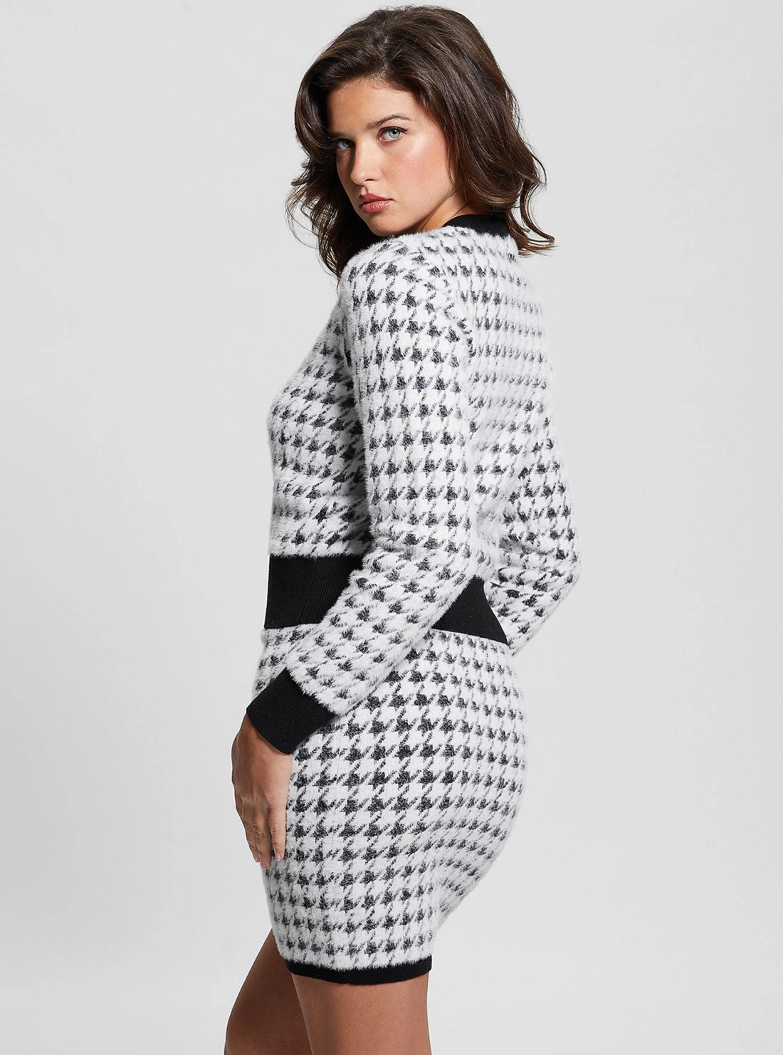 Black White Violet Knit Cardigan