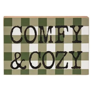 *Comfy & Cozy Green Buffalo Check Box Sign
