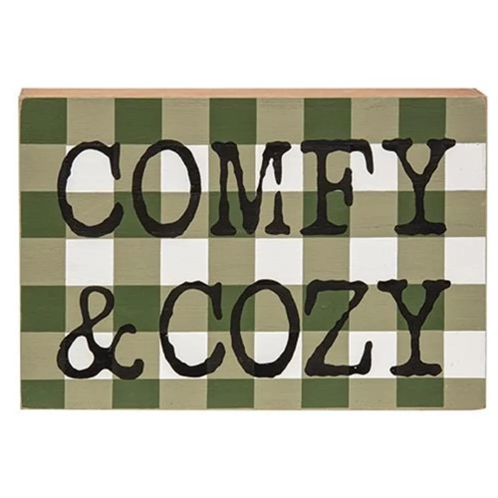 *Comfy & Cozy Green Buffalo Check Box Sign