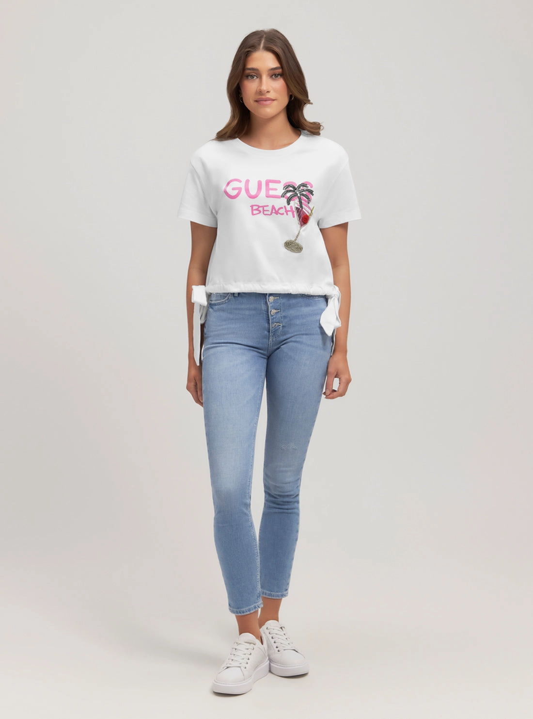 Eco White Knot Crop T-Shirt