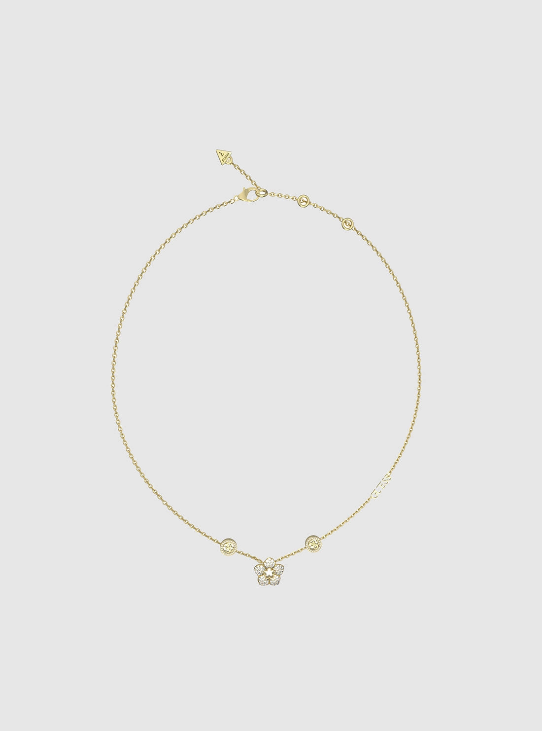 Gold 4G Logo & Pave Flower Necklace