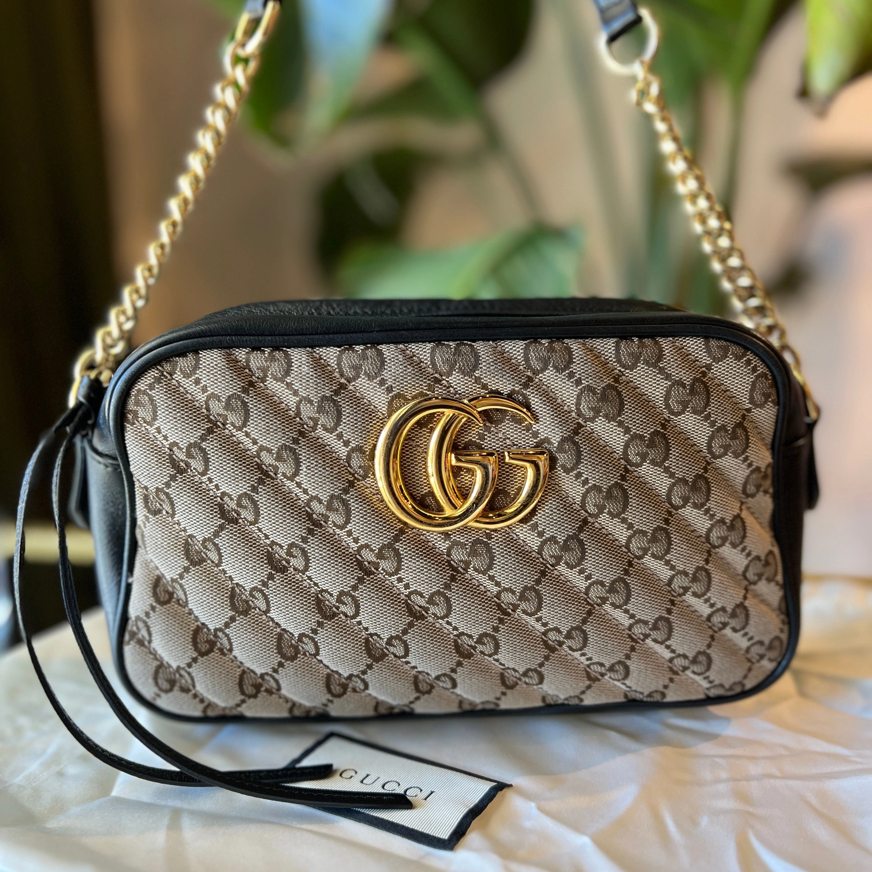 GUCCI Marmont Small Monogram Canvas Crossbody Bag