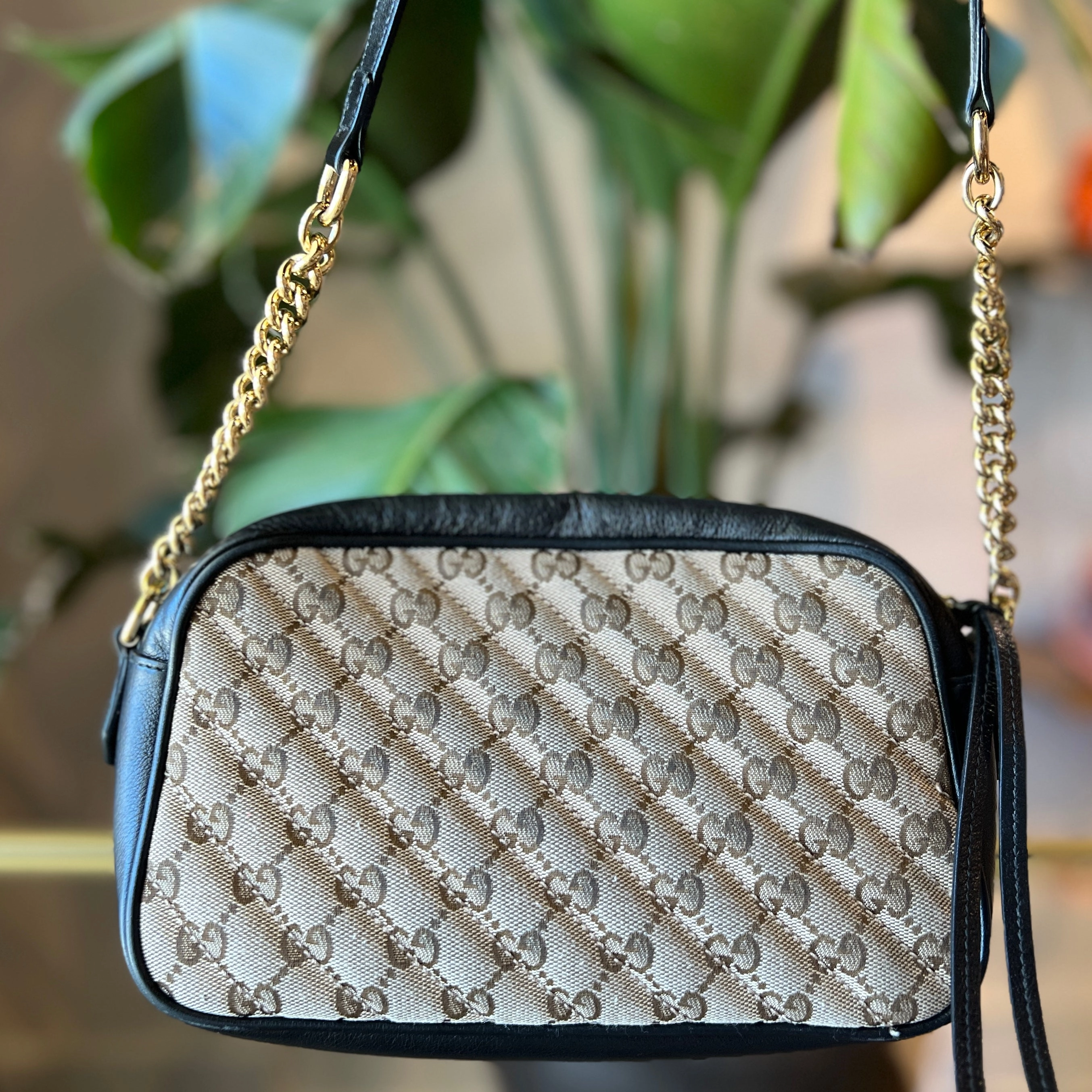 GUCCI Marmont Small Monogram Canvas Crossbody Bag