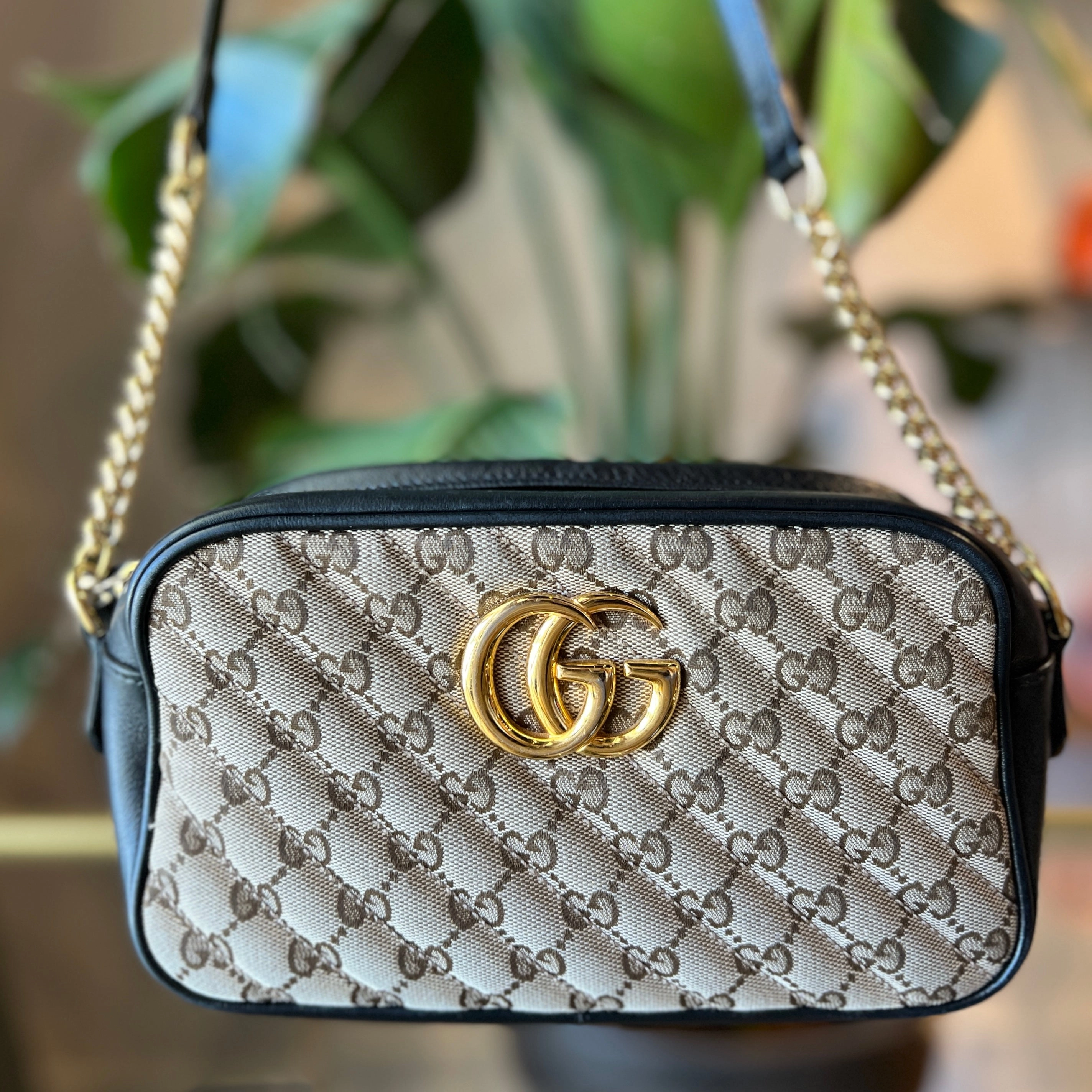 GUCCI Marmont Small Monogram Canvas Crossbody Bag
