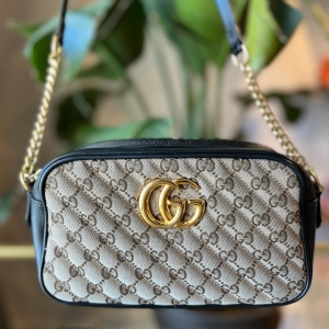 GUCCI Marmont Small Monogram Canvas Crossbody Bag