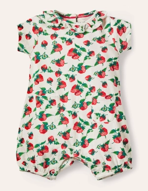 Jersey Romper-Ivory Strawberry Patch