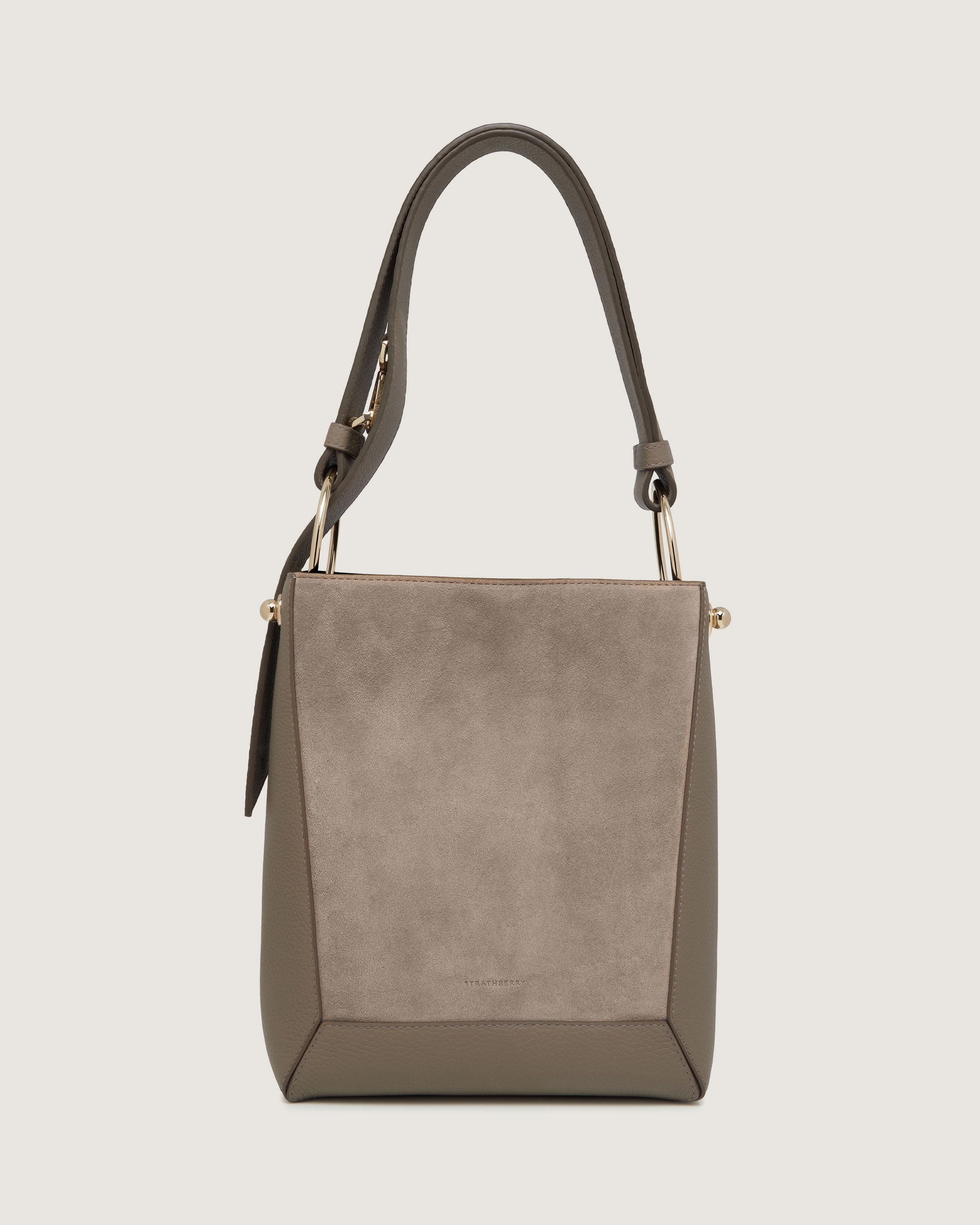Lana Midi Bucket Bag - Taupe Suede