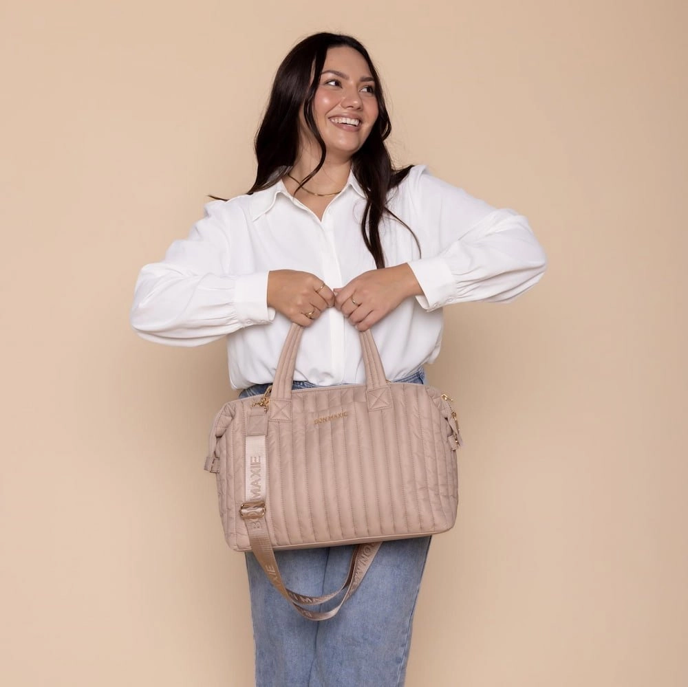 Large Puffy Pillow Crossbody Bag -- Latte