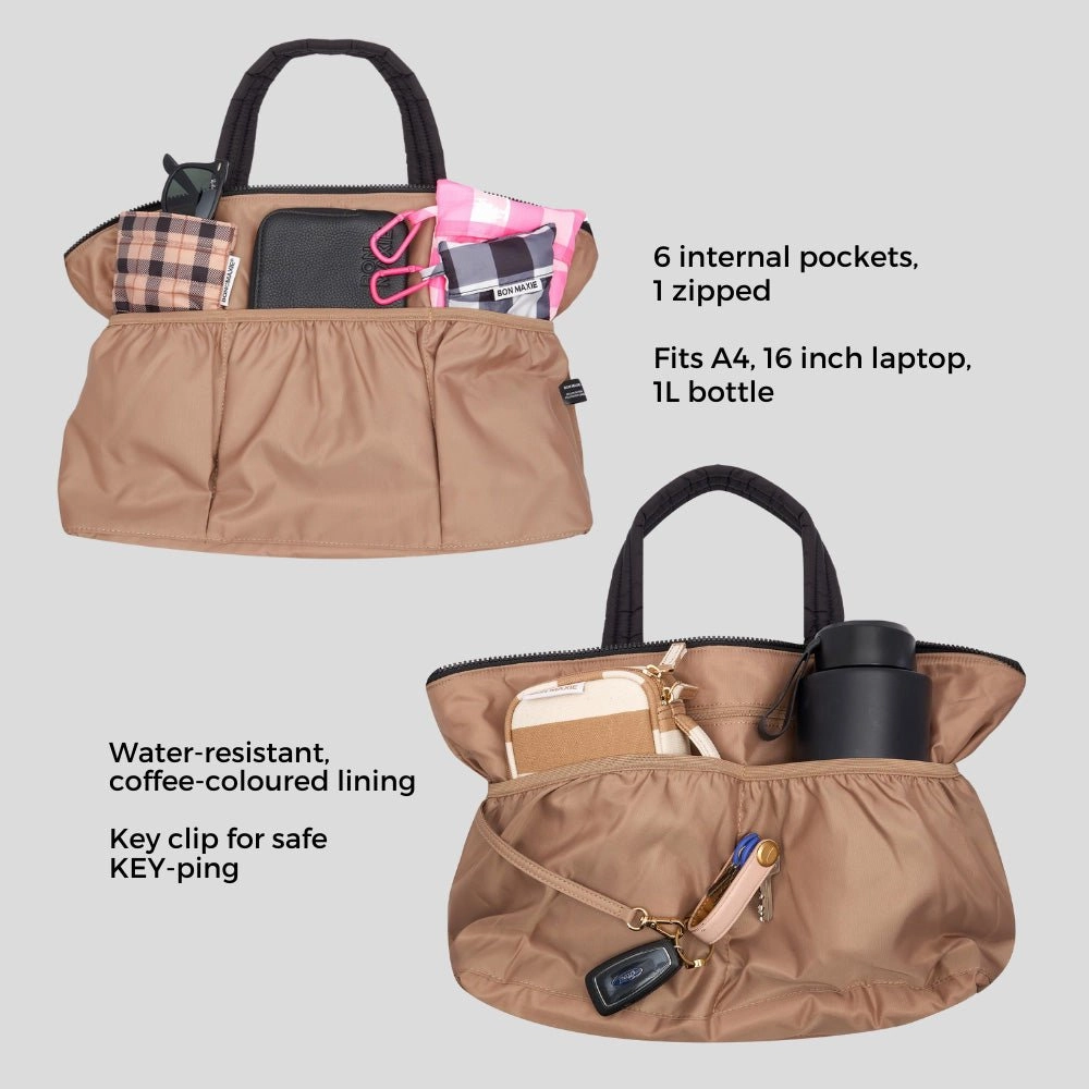 Large Puffy Pillow Crossbody Bag -- Latte