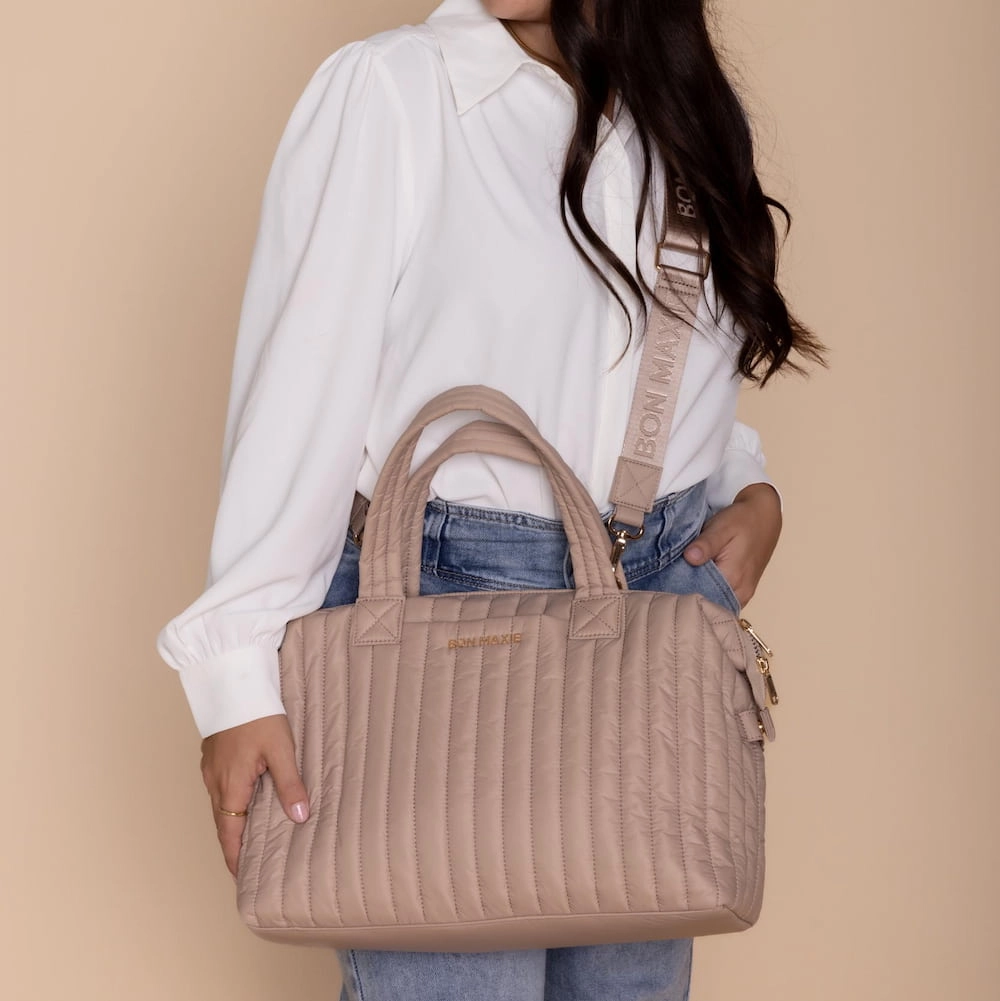 Large Puffy Pillow Crossbody Bag -- Latte