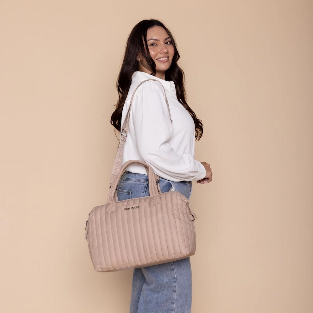 Large Puffy Pillow Crossbody Bag -- Latte