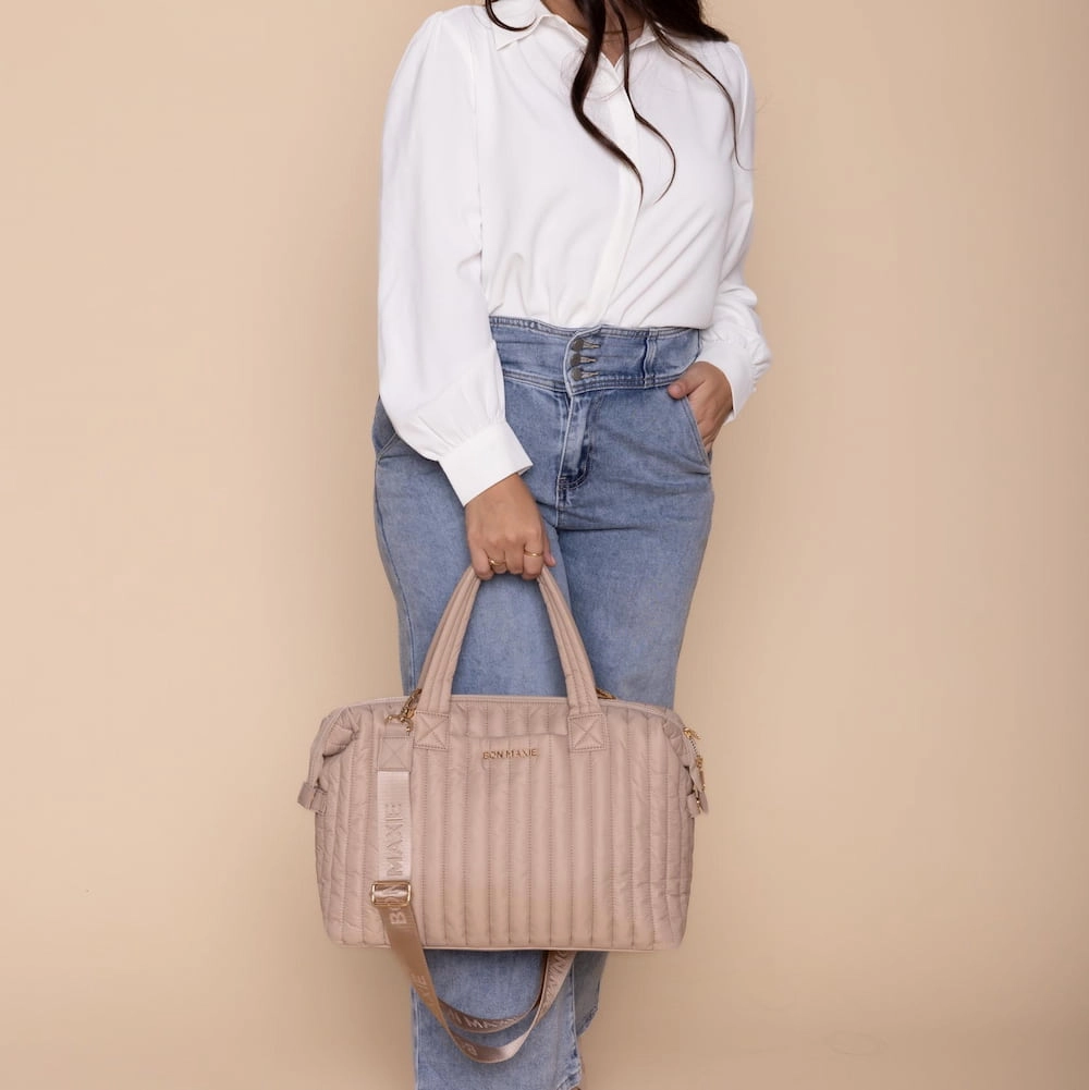 Large Puffy Pillow Crossbody Bag -- Latte