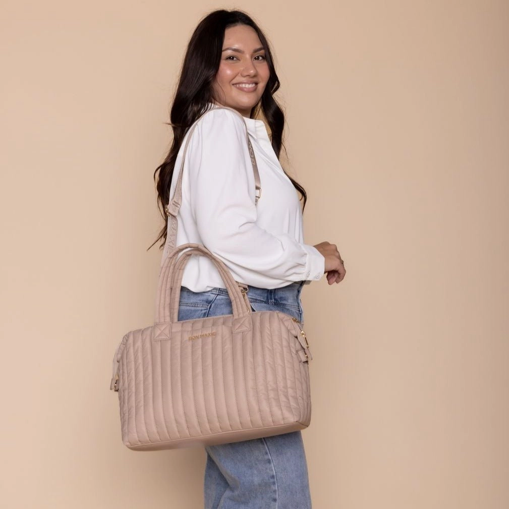 Large Puffy Pillow Crossbody Bag -- Latte