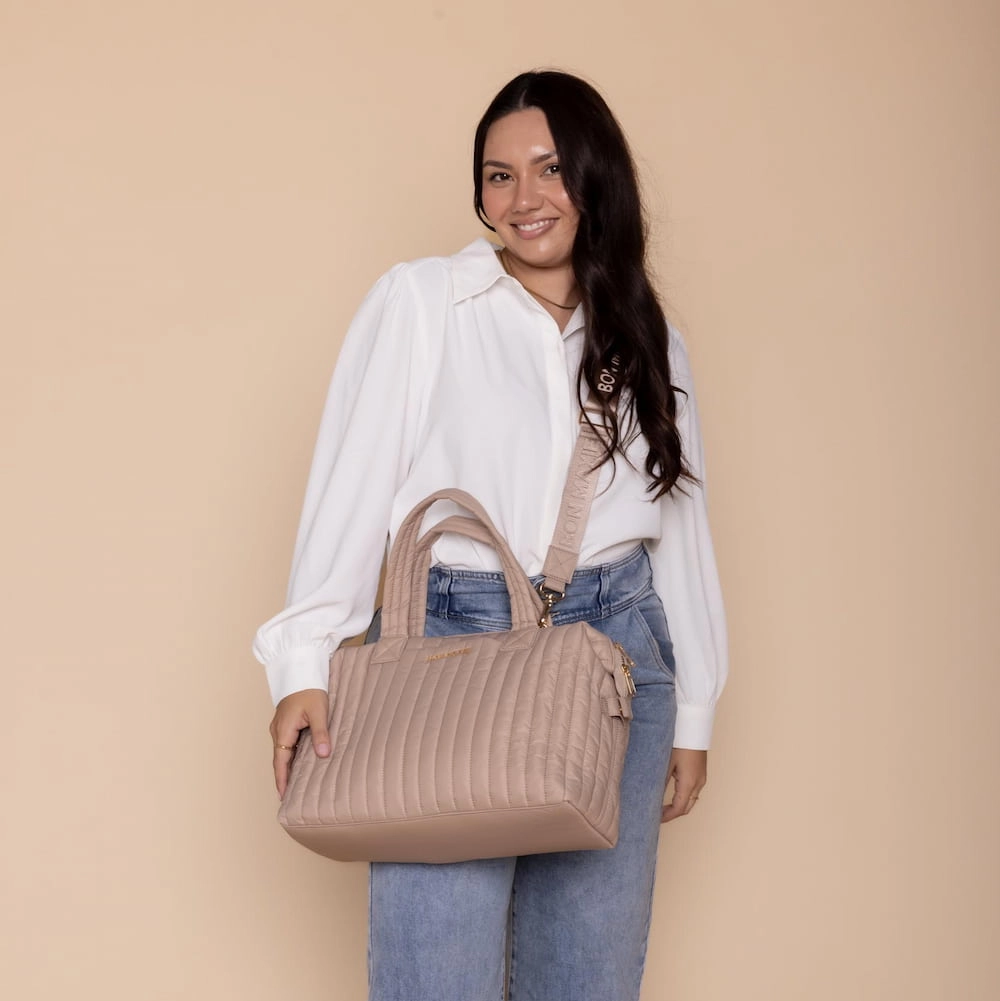 Large Puffy Pillow Crossbody Bag -- Latte
