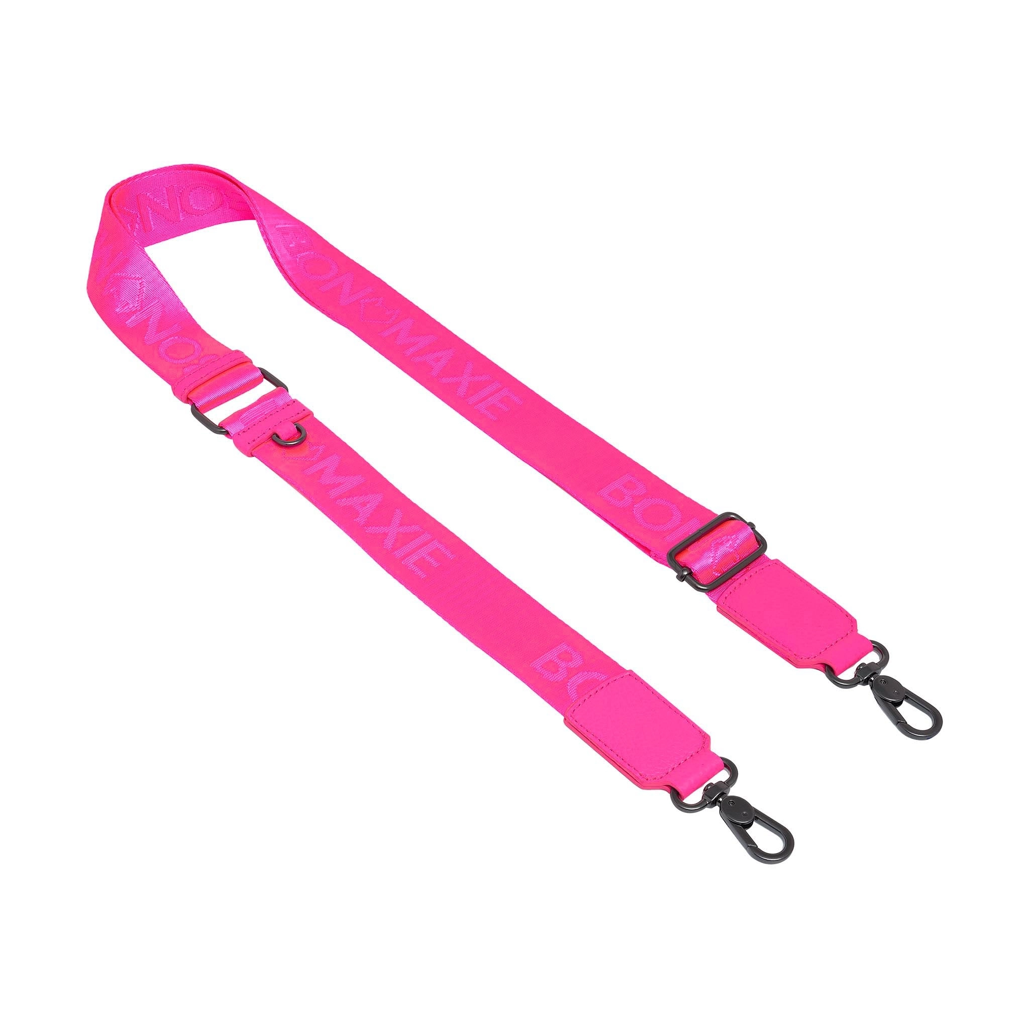 Logo Bag Strap with Leather -- Neon Pink