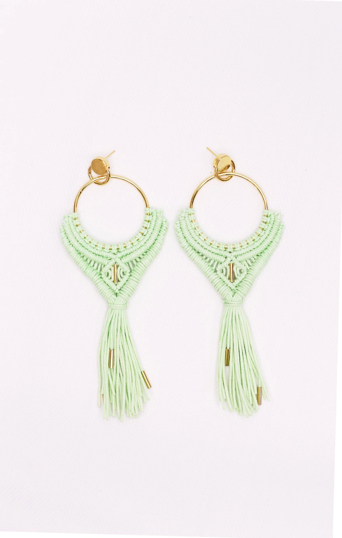 Mint Handwoven Boho Earrings