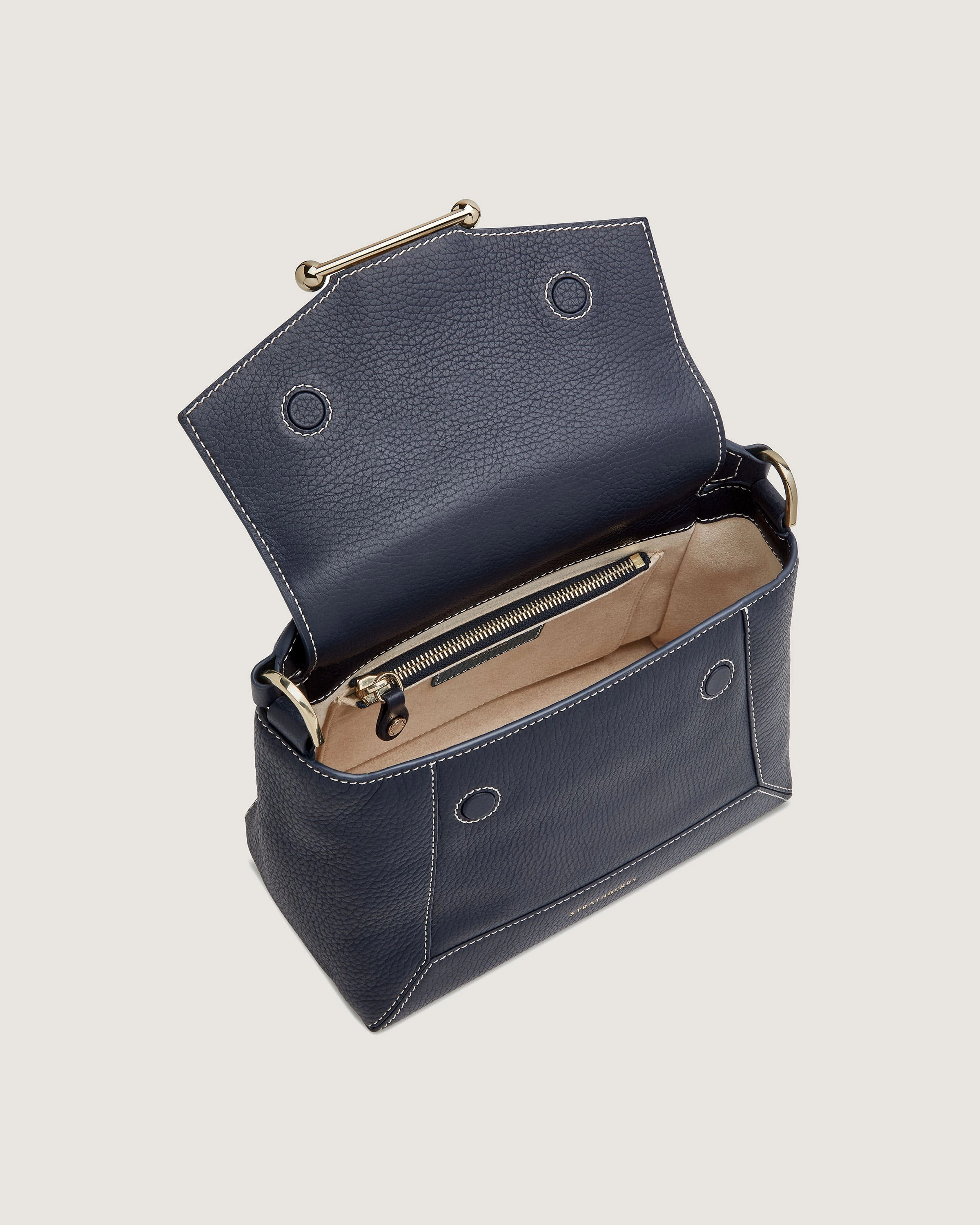 Mosaic Bag - Navy with Vanilla Stitch