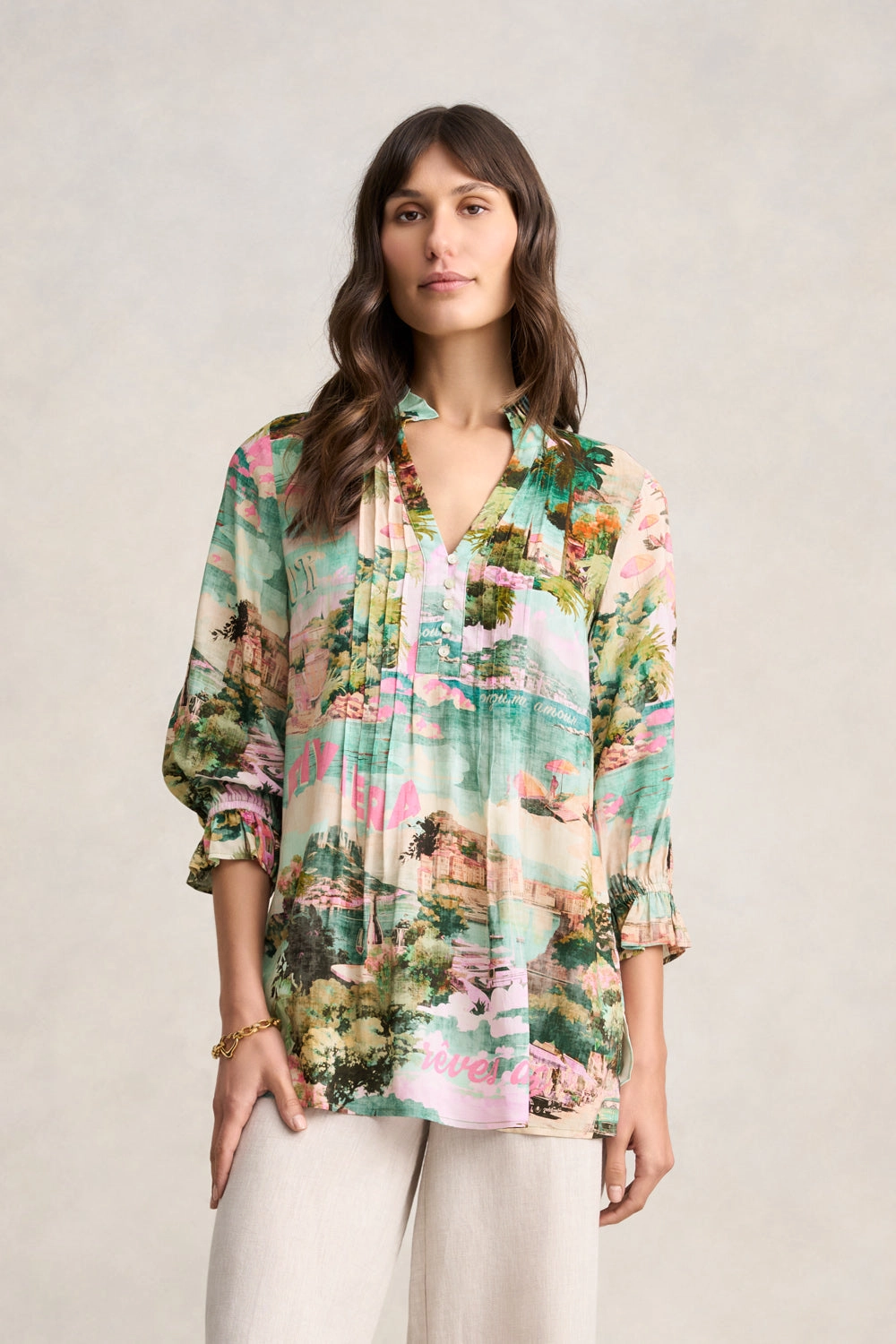 Pleat Front Kaftan - Holiday Print