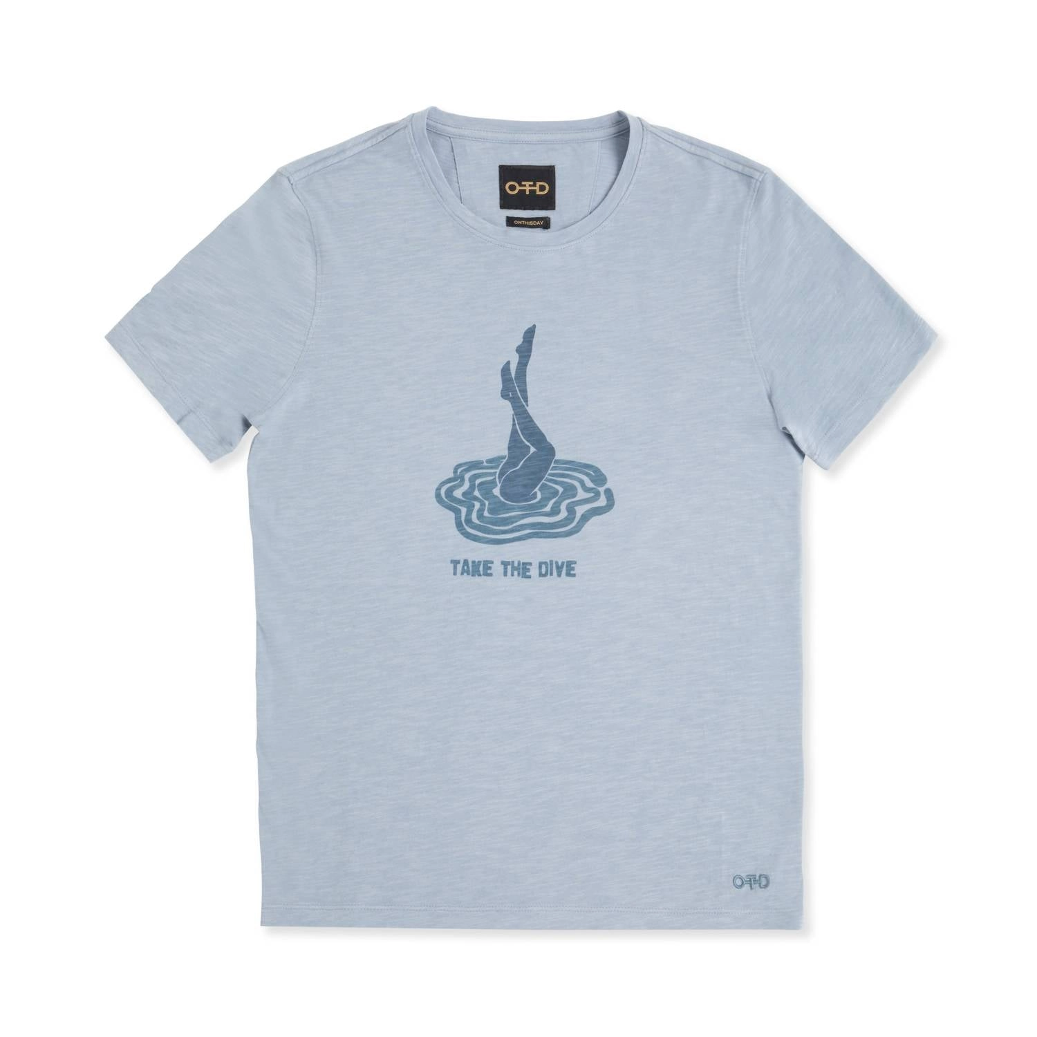"take The Dive" Graphic Short Sleeve Knit Tee In Powder Blue