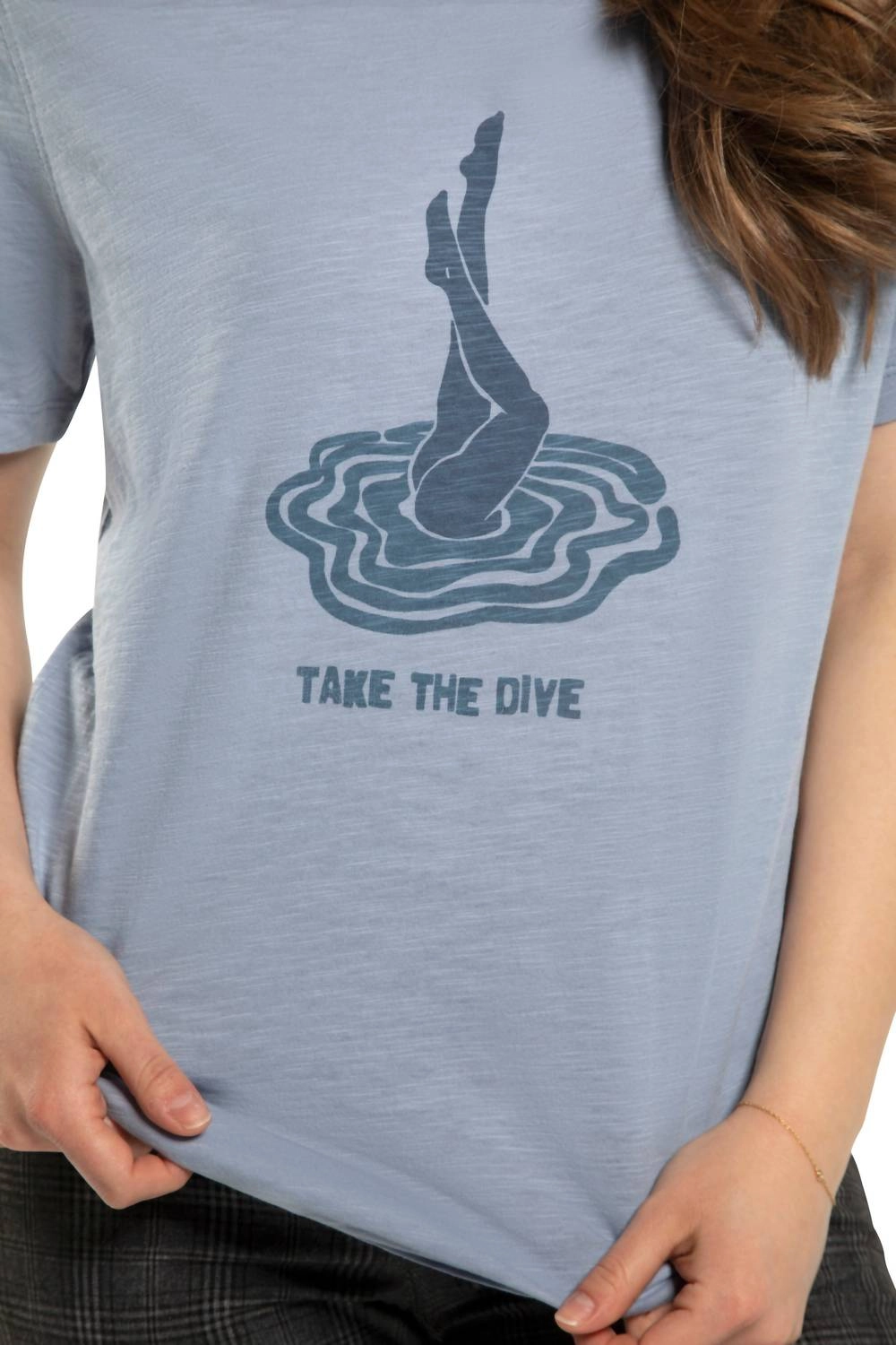 "take The Dive" Graphic Short Sleeve Knit Tee In Powder Blue