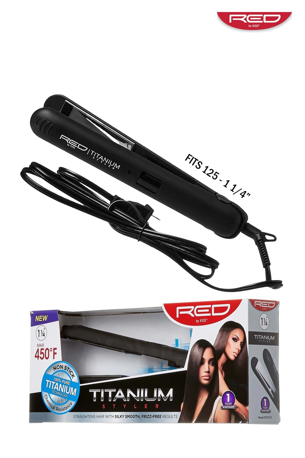 RED BY KISS TITANIUM FLAT IRON 1 & 1 1/4