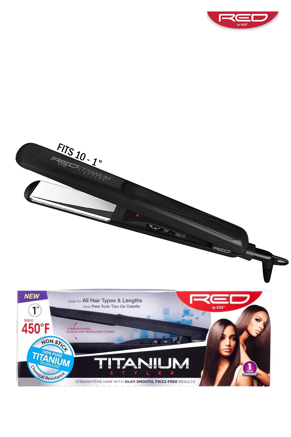 RED BY KISS TITANIUM FLAT IRON 1 & 1 1/4