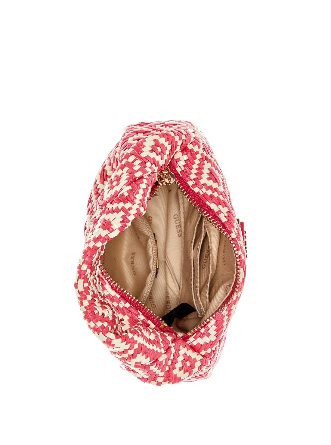 Red Rianee Raffia Mini Hobo Bag