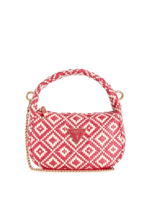 Red Rianee Raffia Mini Hobo Bag