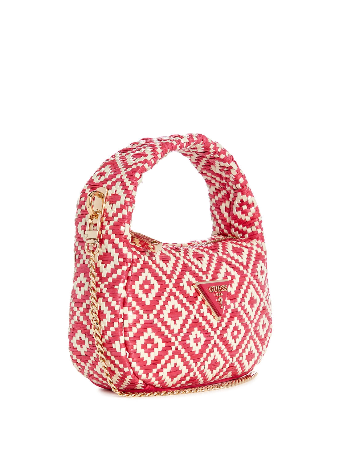 Red Rianee Raffia Mini Hobo Bag
