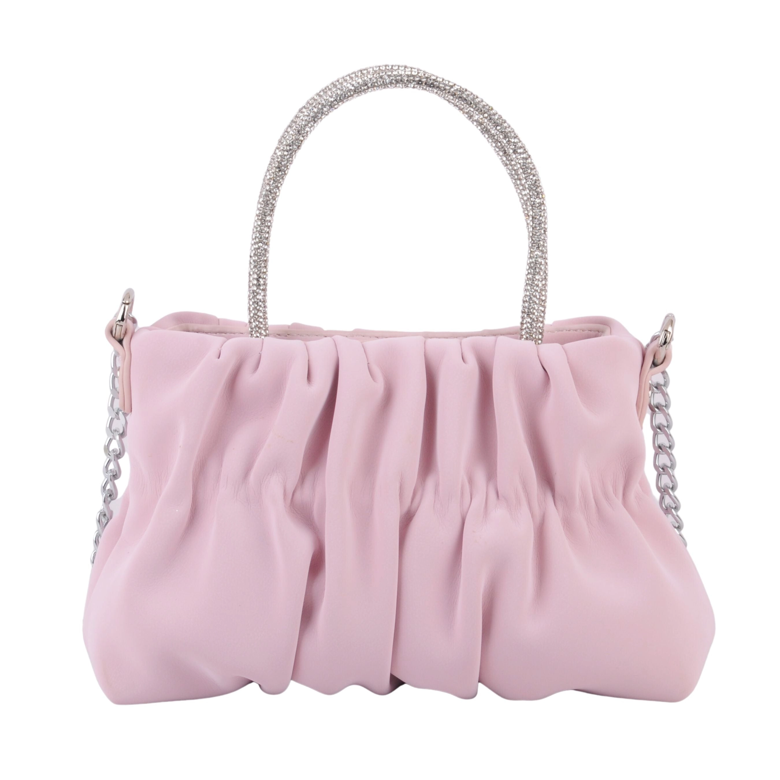 Ruched Velvet Rhinestone Handle Crossbody