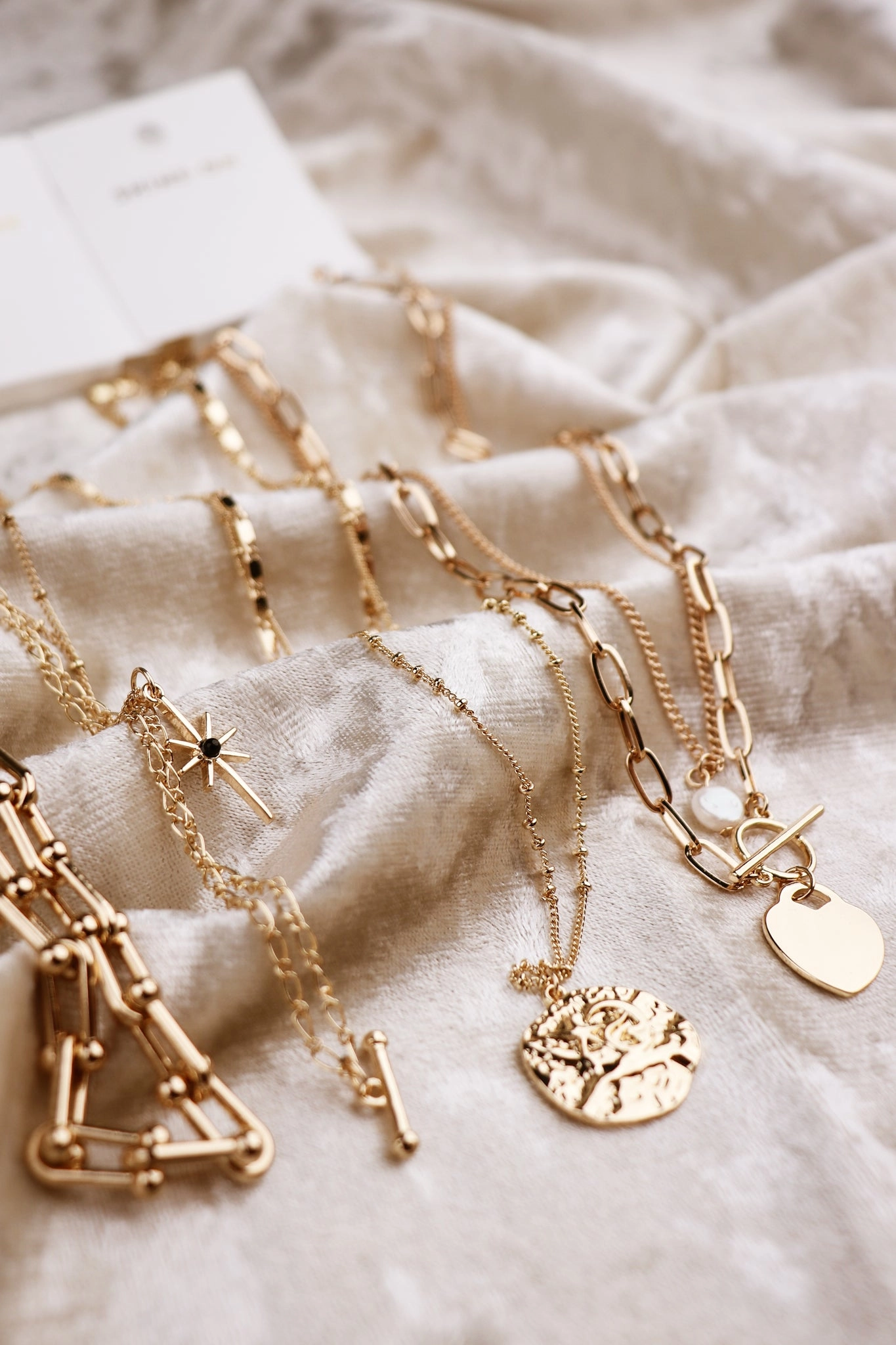Shine On Label Chunky Chain Necklace Set Gold