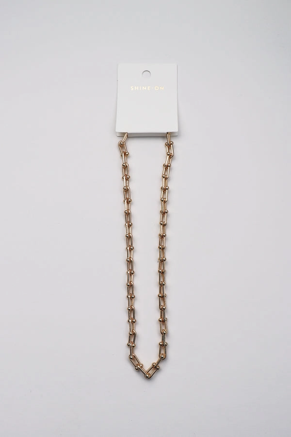 Shine On Label Chunky Chain Necklace Set Gold