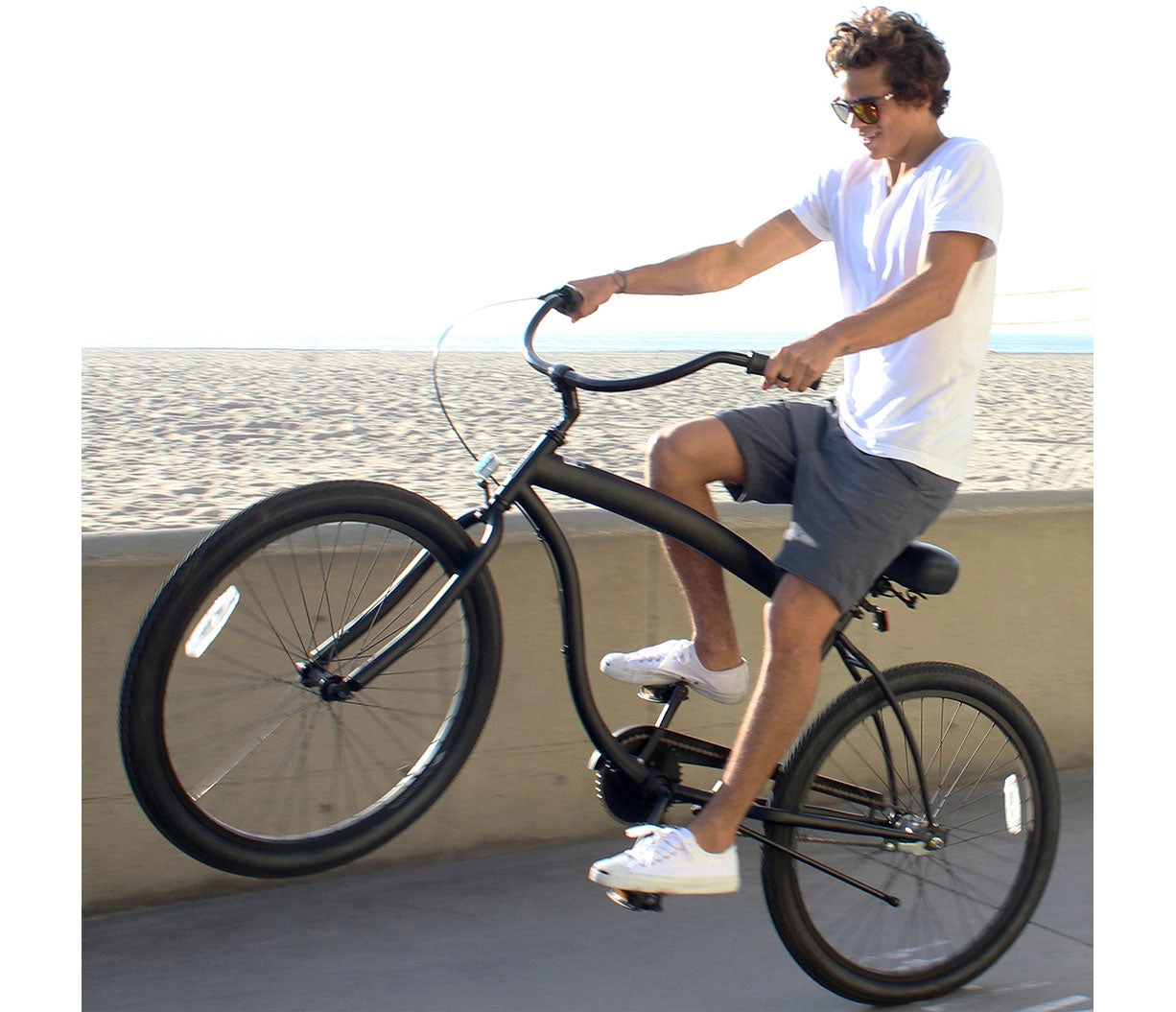 sixthreezero In The Barrel 7 Speed Men's Beach Cruiser Bike, Matte Black