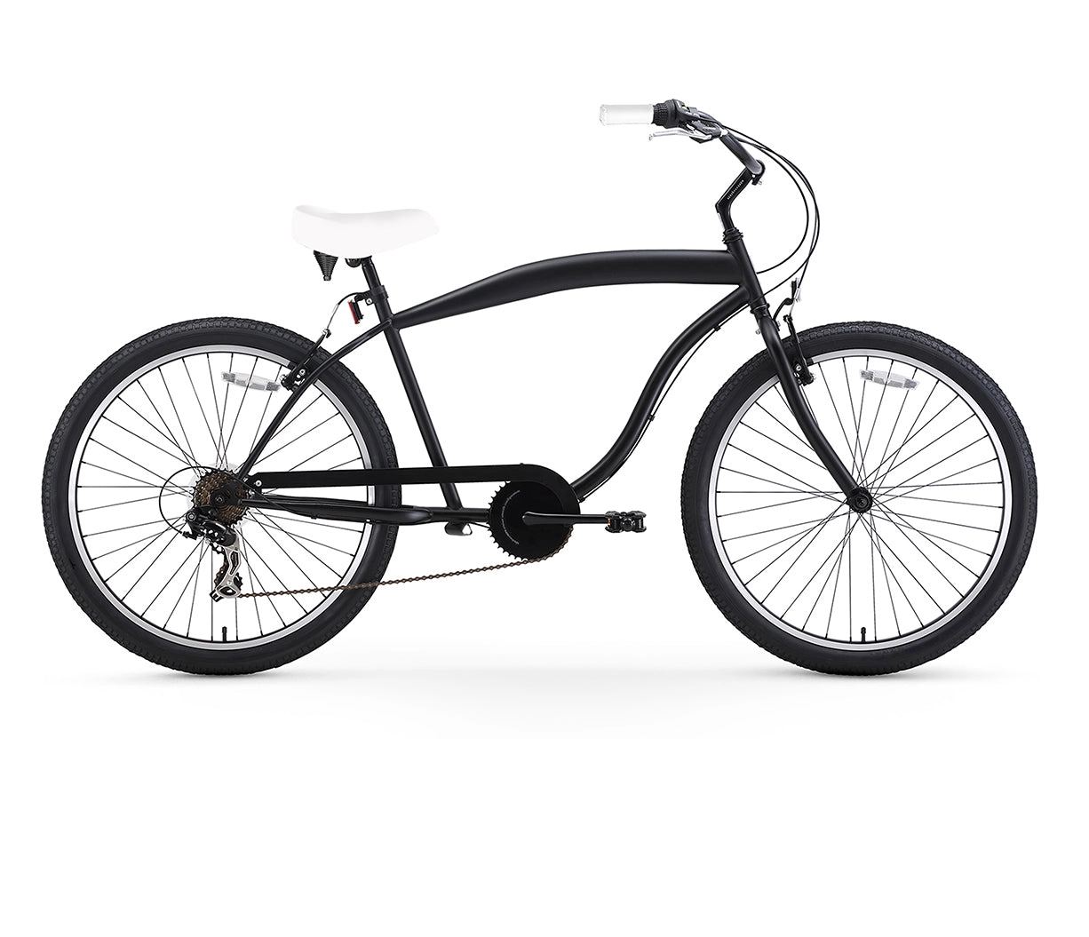 sixthreezero In The Barrel 7 Speed Men's Beach Cruiser Bike, Matte Black