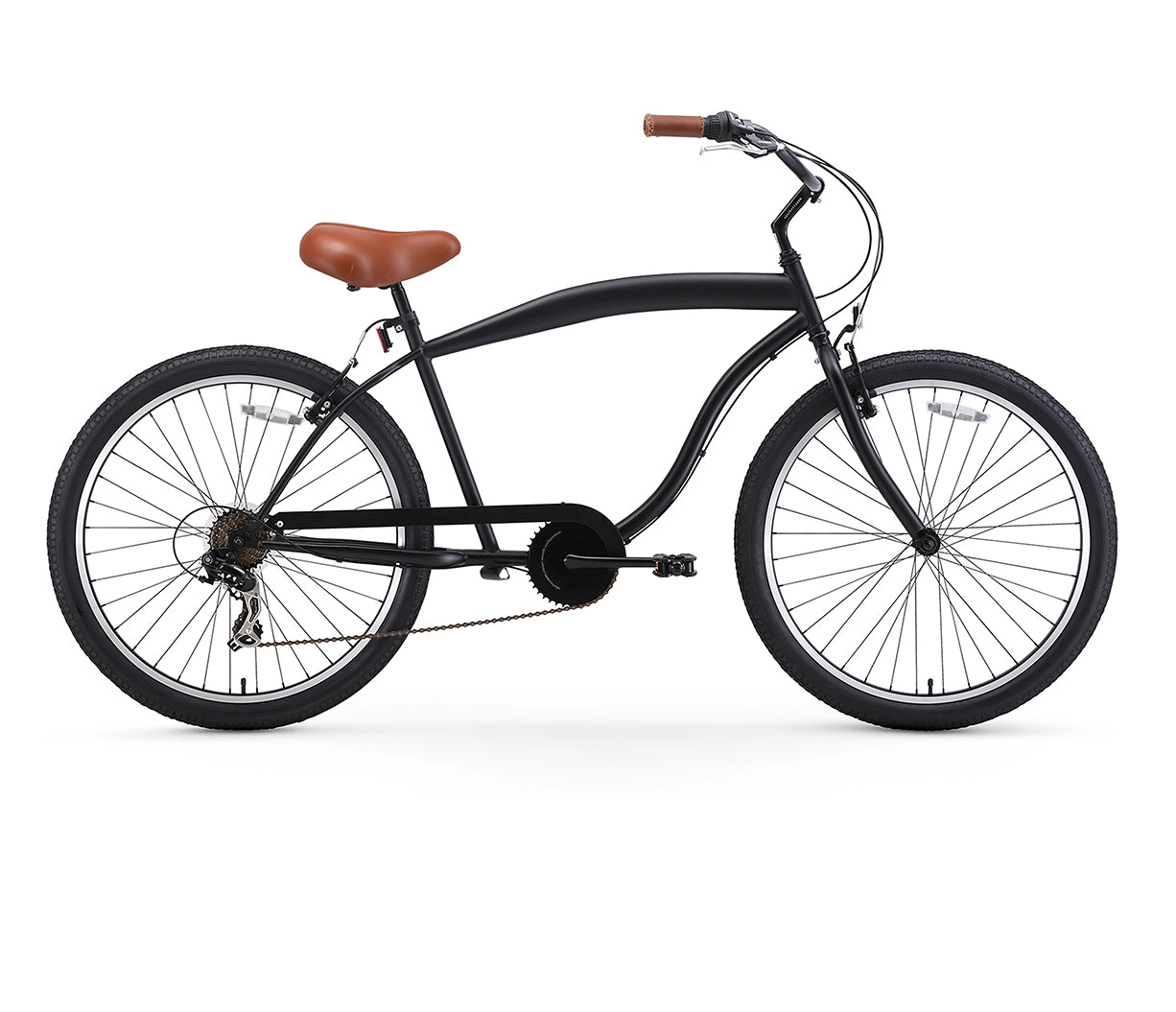 sixthreezero In The Barrel 7 Speed Men's Beach Cruiser Bike, Matte Black