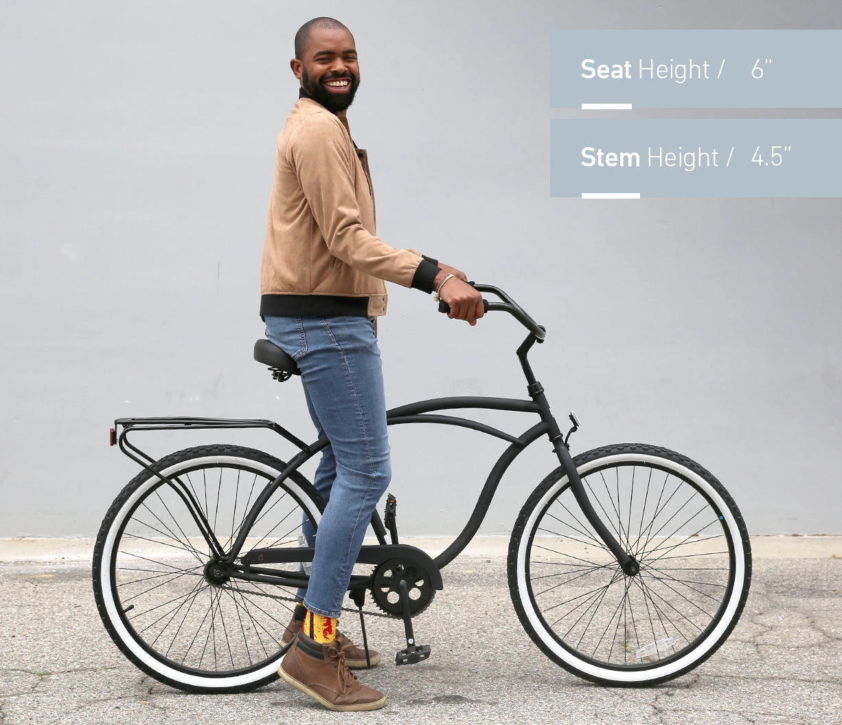 sixthreezero NEW Around the Block Men's 26" 7-Speed Beach Cruiser Bicycle with Rear Rack
