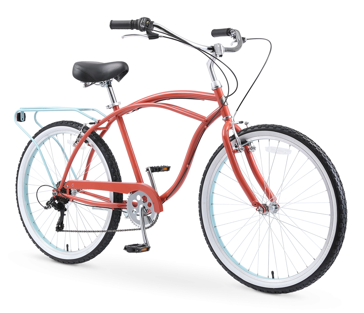 sixthreezero NEW Around the Block Men's 26" 7-Speed Beach Cruiser Bicycle with Rear Rack