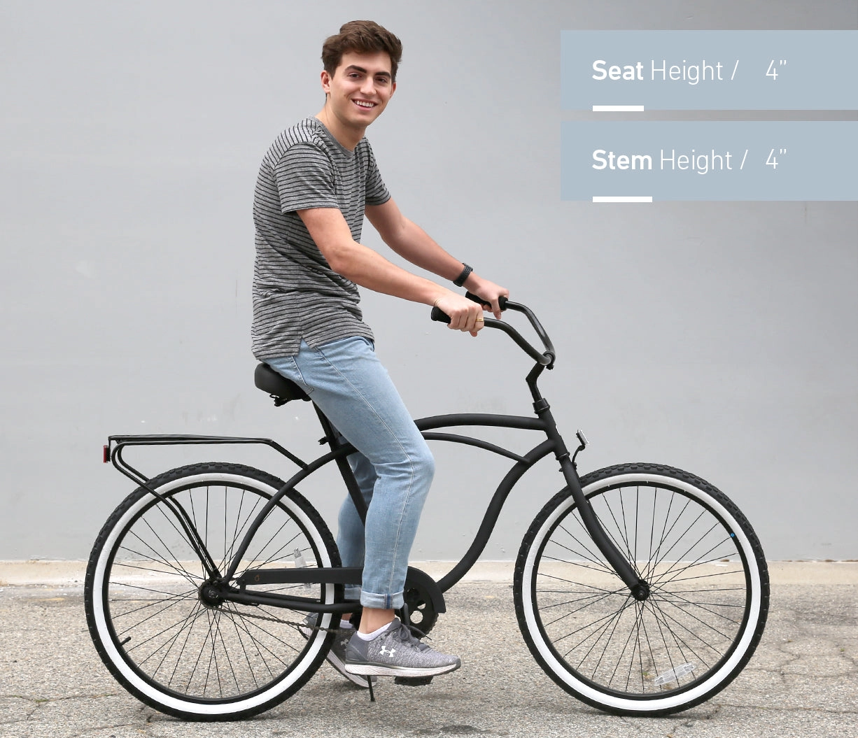 sixthreezero NEW Around the Block Men's 26" 7-Speed Beach Cruiser Bicycle with Rear Rack