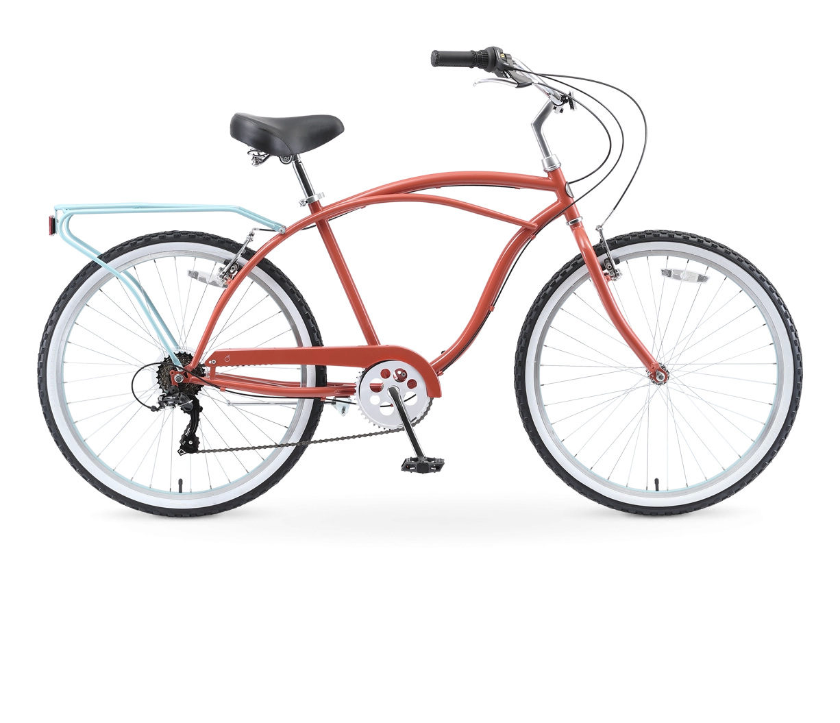 sixthreezero NEW Around the Block Men's 26" 7-Speed Beach Cruiser Bicycle with Rear Rack