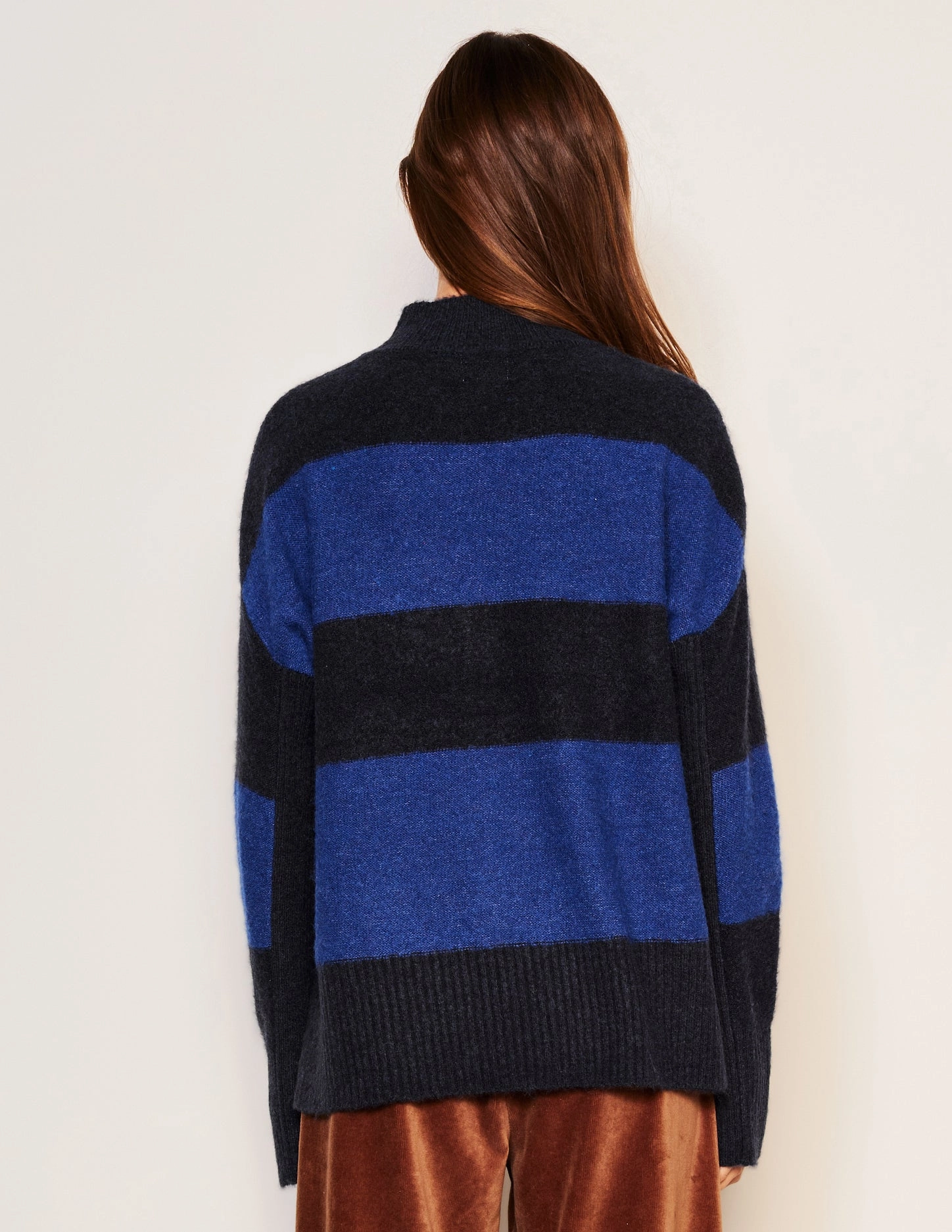 Sundry Bold Stripe Tunic Sweater in Deep Navy