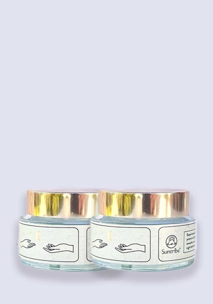 Suntribe Natural Night Cream with Hyaluronic Acid. Niacinamide & Retinol 50ml - 2 Pack Saver