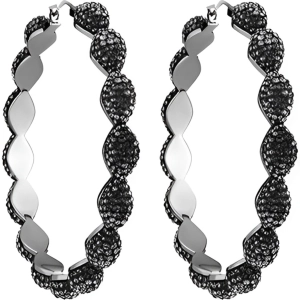 Swarovski Women's Hoop Pierced Earrings - Atelier Black Crystals Moselle | 5455694