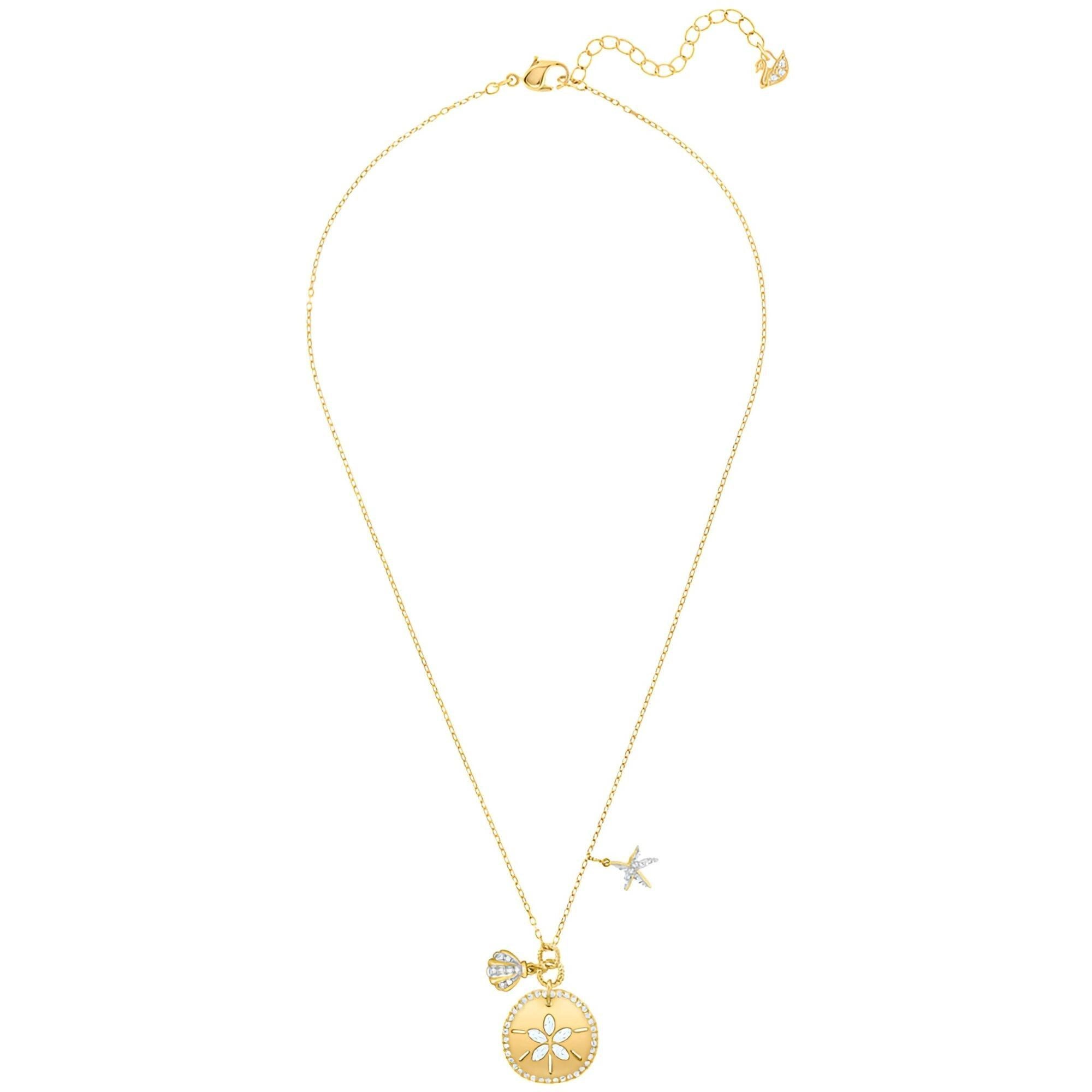Swarovski Women's Necklace - Gold Ocean Sand Coin with Starfish and Shell | 5462580