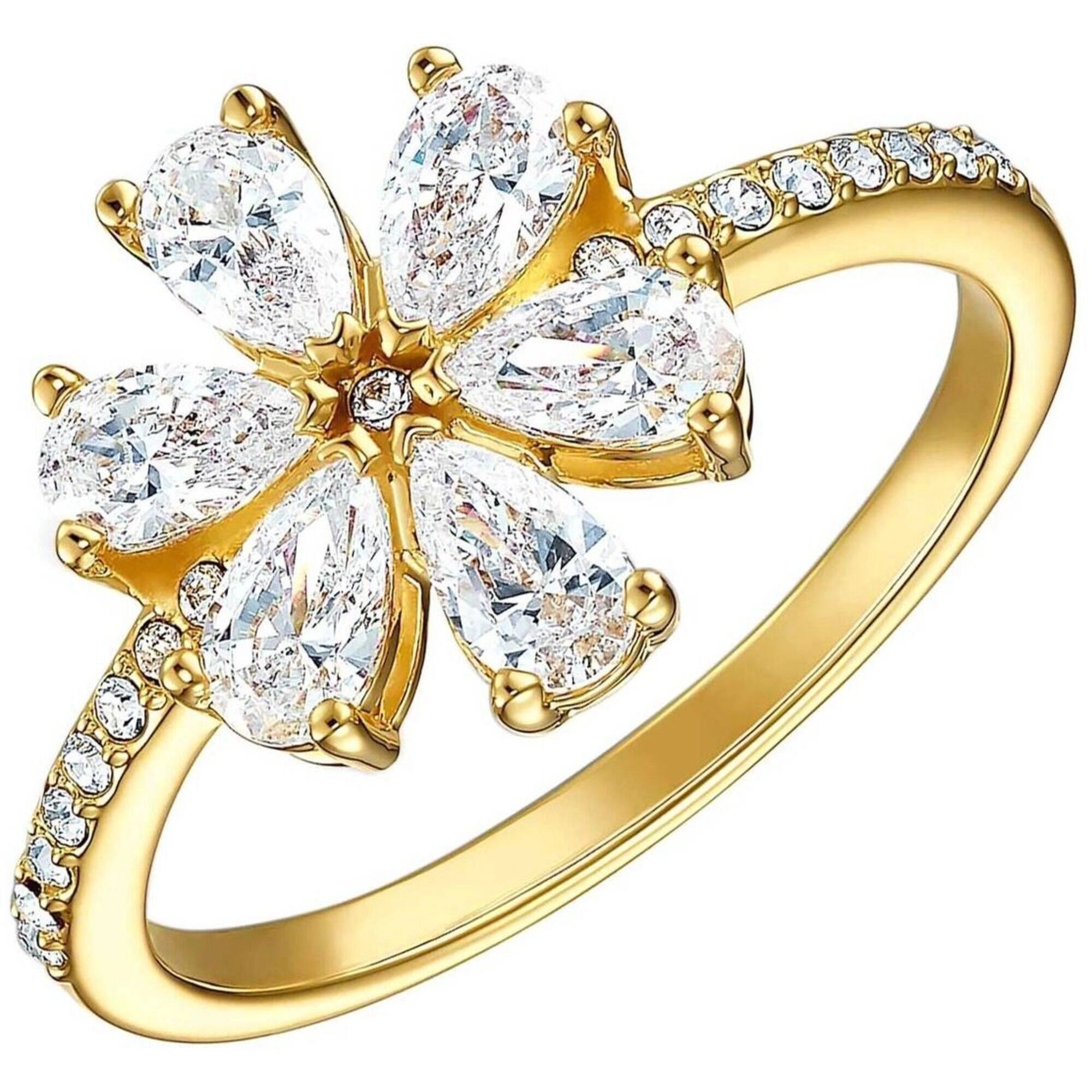 Swarovski Women's Ring - Botanical White Crystals Dazzling Flower, Size 6.75 | 5535798